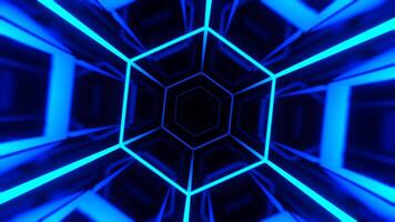 Blue Neon Hexagon Tunnel Background VJ Loop l 4K video