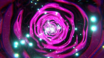 Pink and Turquoise Metallic Tunnel With Neon Particles Background VJ Loop l 4K video