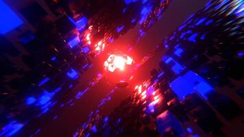 Blue and Red Abstract Cubes Sci-Fi Background VJ Loop l 4K video