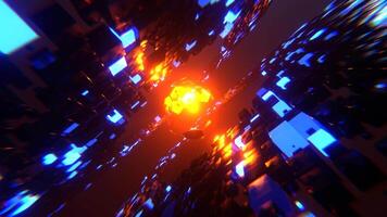 Blue and Orange Abstract Cubes Sci-Fi Background VJ Loop l 4K video