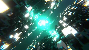 White and Turquoise Abstract Cubes Sci-Fi Background VJ Loop l 4K video