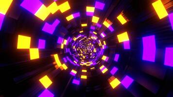 Purple and Orange Sci-Fi Tunnel With Neon Squares Background VJ Loop l 4K video