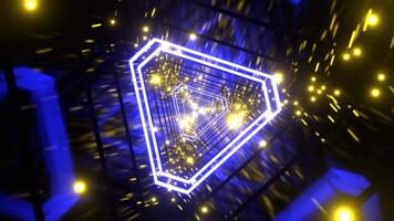 Blue and Yellow Neon Particle Triangle Tunnel Background VJ Loop l 4K video