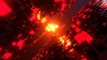 Red and Orange Abstract Cubes Sci-Fi Background VJ Loop l 4K video