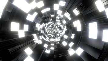 White Sci-Fi Tunnel With Neon Squares Background VJ Loop l 4K video