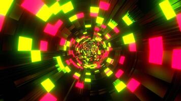 Light Green and Pink Sci-Fi Tunnel With Neon Squares Background VJ Loop l 4K video