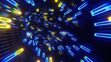Blue and Yellow Mesh Neon Torus Tunnel Background VJ Loop l 4K video