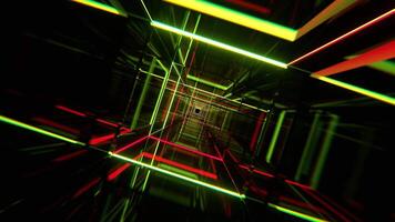 Light Green and Pink Square Neon Tunnel Background VJ Loop l 4K video