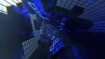 Blue Neon Triangular Sci-Fi Tunnel Background VJ Loop l 4K video