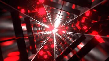 Red and White Sci-Fi Triangular Tunnel With Neon Cubes Background VJ Loop l 4K video