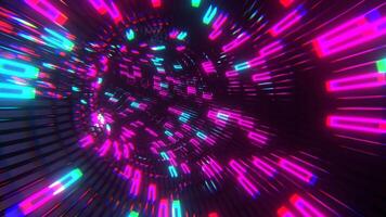 Pink and Cyan Mesh Neon Torus Tunnel Background VJ Loop l 4K video