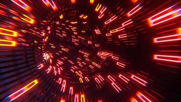 Red and Orange Mesh Neon Torus Tunnel Background VJ Loop l 4K video