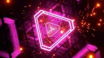 Rosa e laranja néon partícula triângulo túnel fundo vj ciclo eu 4k video