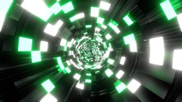 Light Green and White Sci-Fi Tunnel With Neon Squares Background VJ Loop l 4K video