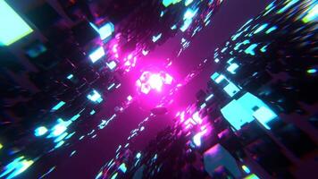Cyan and Pink Abstract Cubes Sci-Fi Background VJ Loop l 4K video