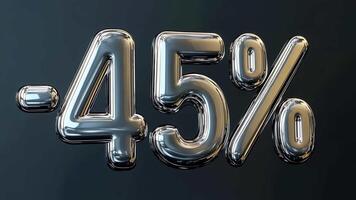 Metallic 3D -45 percent Symbol on Dark Background video