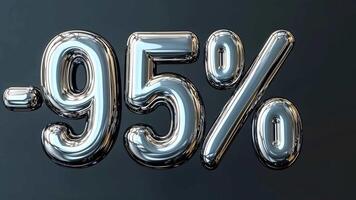 Metallic 3D -95 percent Symbol on Dark Background video