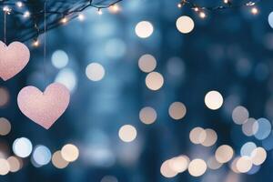 Romantic Bright Heart-Shaped Bokeh. photo