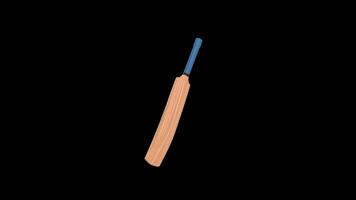 Cricket Bat Rotating on a Transparent Background. Seamless Loop. Sports Bat. 4K video