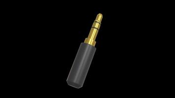 Audio Jack Adapter Rotating on a Transparent Background. Seamless Loop. 4K video