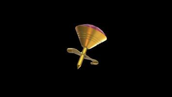 Golden Earring Rotating on a Transparent Background. Seamless Loop. Diamond. 4K video