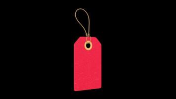 3D Label Tag Rotating on a Transparent Background. Seamless Loop. Price Tag. 4K video