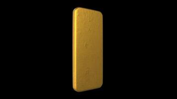 Gold Bar Rotating on a Transparent Background. Seamless Loop. Treasure 4K video