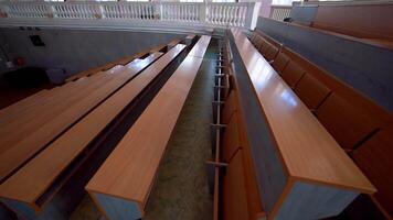 Empty lecture hall in University. Shot of empty college lecture hall in university video