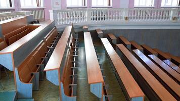 Empty lecture hall in university. Interior of contemporary lecture theater in university campus video