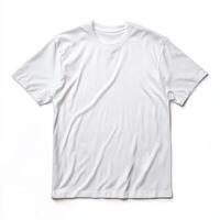 plain white t shirt mockup on white background, perfect for showcasing designs or branding. Ideal for fashion, apparel, or promotional use photo