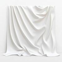 smooth, white fabric draped elegantly, creating soft folds and shadows, perfect for backgrounds or displays. Ideal for photography or design projects photo