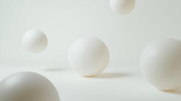 Floating white spheres in minimalist geometric background photo