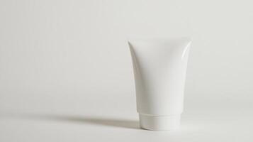 white minimalist product tube on plain background, simple and elegant photo