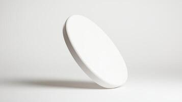 white circular object is elegantly displayed against minimalist background photo