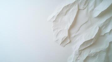 Crumpled white paper texture on minimalistic background, evoking simplicity photo