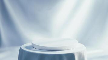 white podium on simple and minimalistic background photo