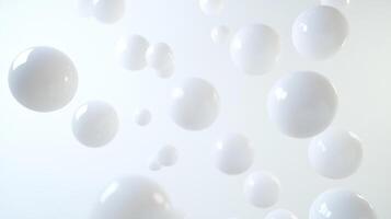 Floating white spheres on minimalist geometric background create serene atmosphere photo