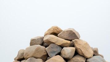 pile of natural rocks against plain background, simple and minimalistic photo