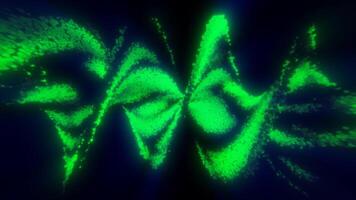 néon verde abstrato formas dentro uma fluido Formato em uma Sombrio fundo, sugerindo energia ou digital movimento fundo video
