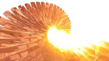 Abstract golden spiral structure illuminated by bright light background video