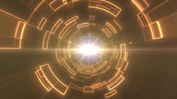 Golden-yellow light tunnel with bright concentric circles and radiant central glow, evoking a futuristic, digital portal with an immersive and sci-fi look background video