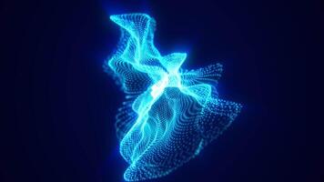 Dynamic blue energy waves twisting in a dark space, illustrating futuristic and technology-inspired visuals with a glowing aura video