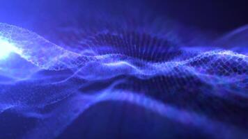 Abstract blue wave light pattern resembling a digital or organic flow, with a soft glow and intricate details background video
