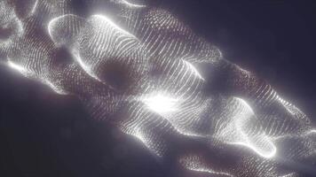 Abstract white form with gentle glow and particle texture floating in darkness evoking scientific and futuristic themes background video