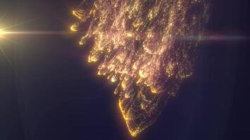 Golden light explosion with rays and textured illumination in dark space, creating an energy effect video