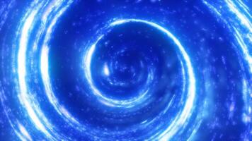 A luminous blue swirl forming a bright cosmic vortex in deep space, filled with light trails and radiance, conveying a sense of infinite mystery video