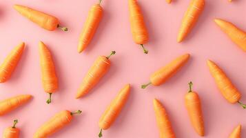 Carrot vegetable pattern seamless organic botanical farming on pink background photo
