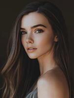 Beautiful model posing with elegant simplicity and natural charm photo