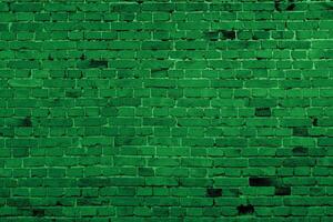 Green brick building wall. Interior of a modern loft. Background for design and interview recording. photo