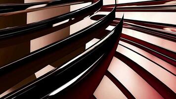 Fluid reflective surfaces that twist and bend in a dance of rich hues of mocha mousse and burgundy. Reflective abstraction showcasing colorful lines video